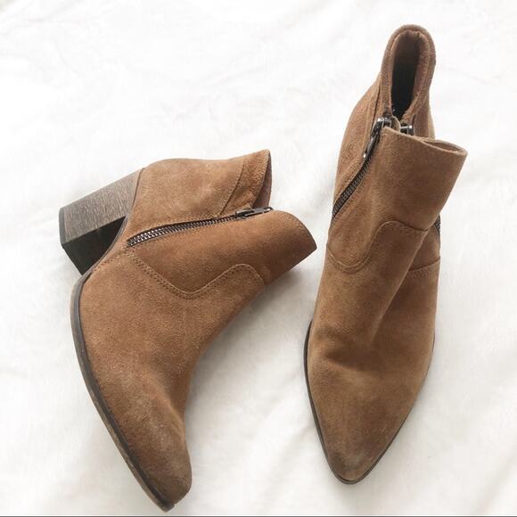 Freebird by Steven brown tan suede ankle boots 7 cowboy western heel - Picture 3 of 13